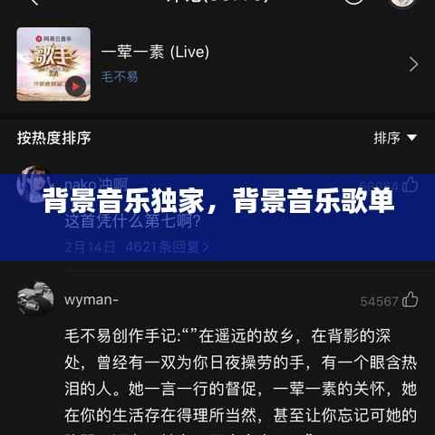 背景音乐独家，背景音乐歌单 
