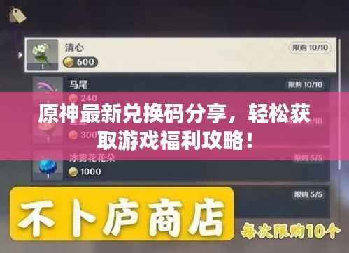 原神最新兑换码分享,轻松获取游戏福利攻略!